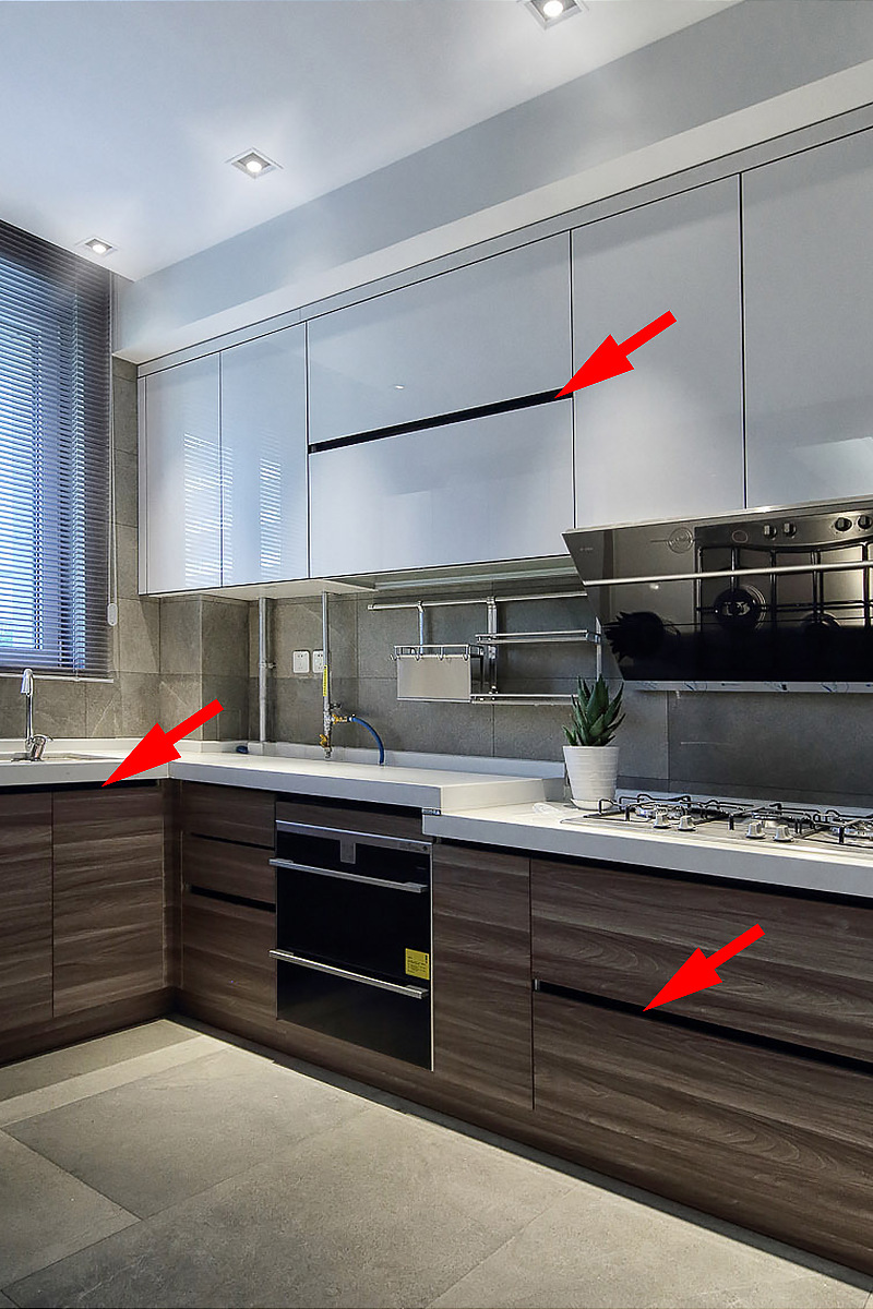 铝合金加厚g型拉手橱柜隐形封边把手厨房暗拉手嵌入式开槽拉手