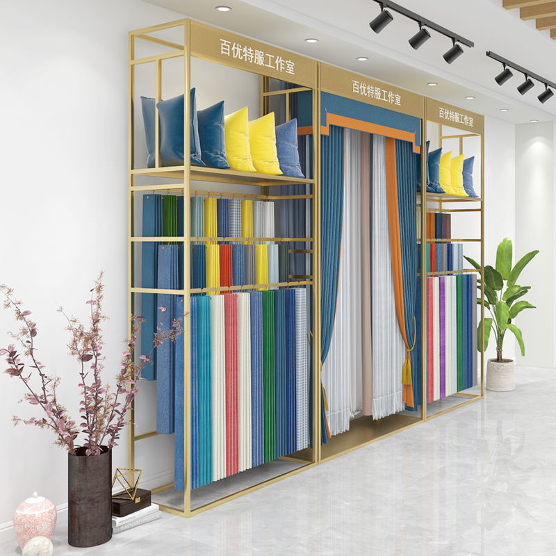 窗帘样本展示架布艺大样架展会厅吊卡落地架抱枕架墙纸版本置物架