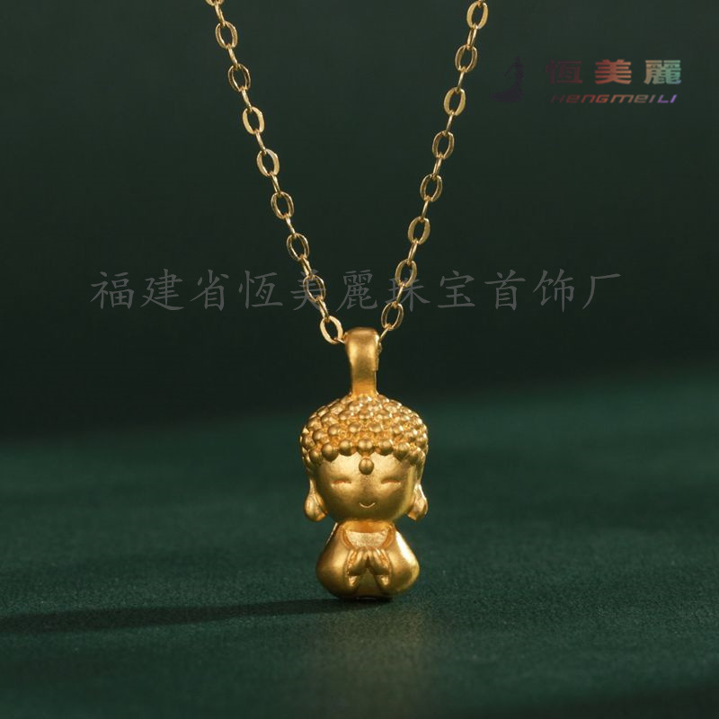 24k黄金宝宝佛吊坠3d硬金小萌佛首饰工厂直供批发直播爆款999足金