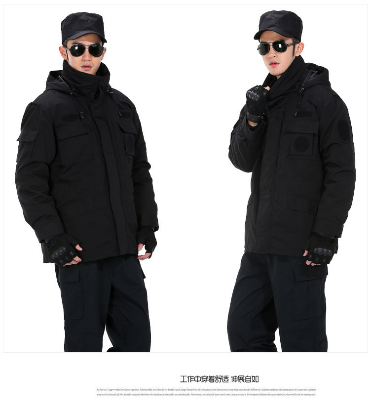 批发冬季保安服加厚黑色特战特勤棉大衣棉服99作训特勤大衣防寒服