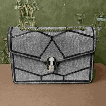 5新bvlgari宝格丽中号牛皮蛇头包单肩斜跨链条包女包公价26300
