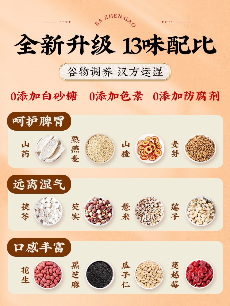 坚果茯苓八珍糕芡实糕点心无糖精蔗糖红枣山药官方旗舰店正品零食