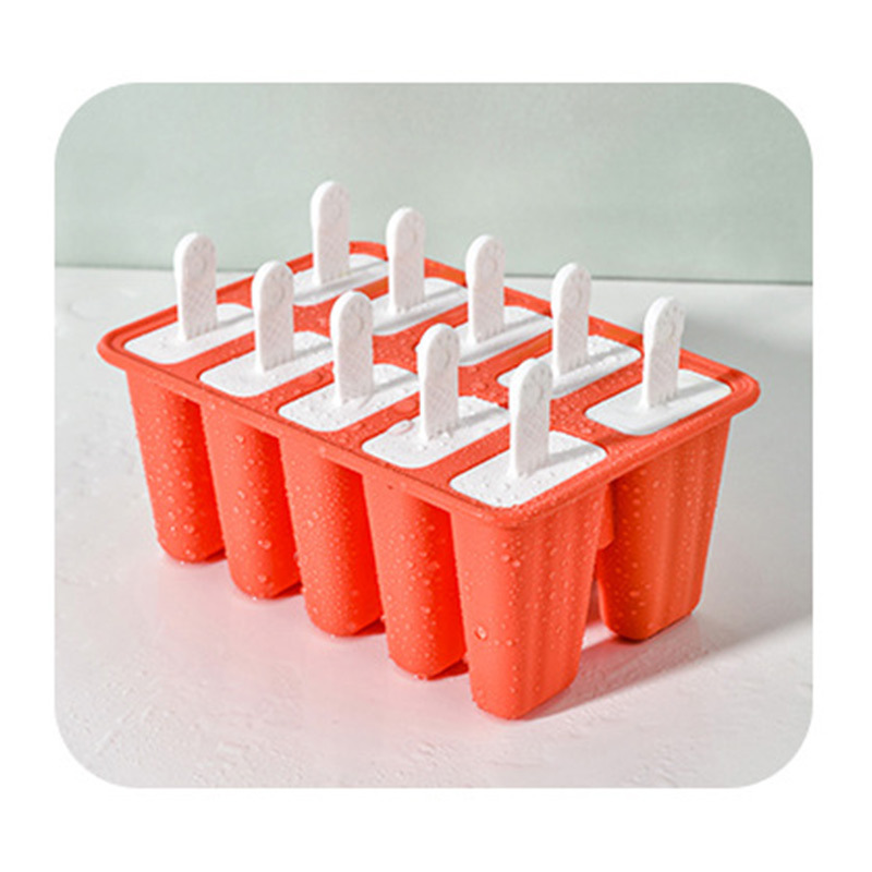 New 10-Piece Silicone Ice Cream Mold Icecream Mold Ice Tray Ice Sucker Handle 4 Grid 6 Grid 10 Grid 12 Grid