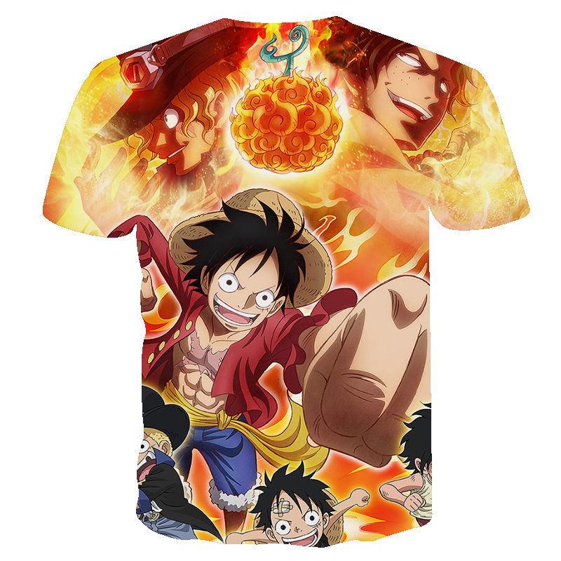 跨境 海贼王路飞印花3dt恤男女 日本动漫3d t恤情侣 短袖上衣