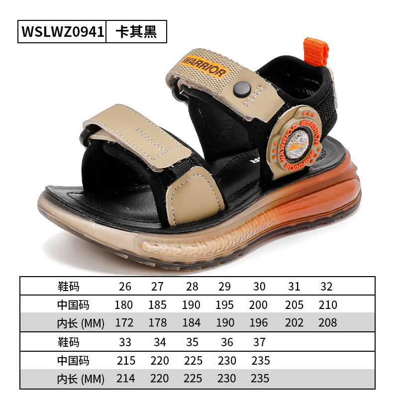 Warrior Children's Shoes Boys' Sports Sandals 2024 Summer New Children's Soft Bottom Beach Shoes Fashionable Casual Shoes for Students