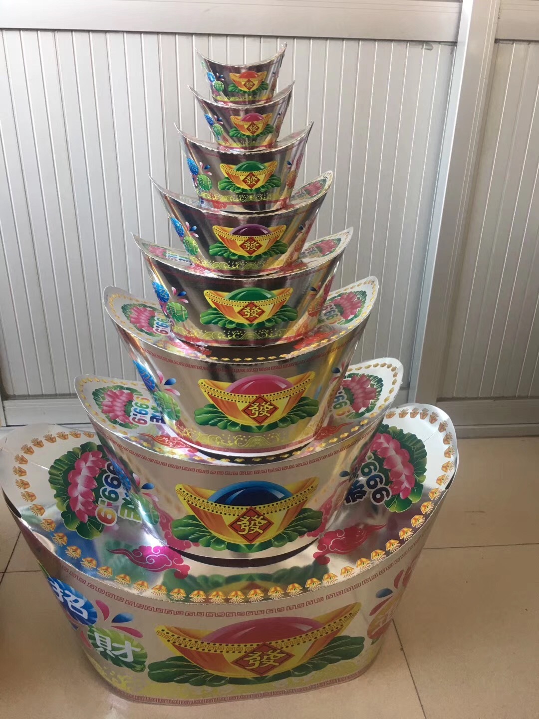 彩色元宝山金银八层山纸活纸扎祭祀殡葬用品雄县独特殡葬用品直销