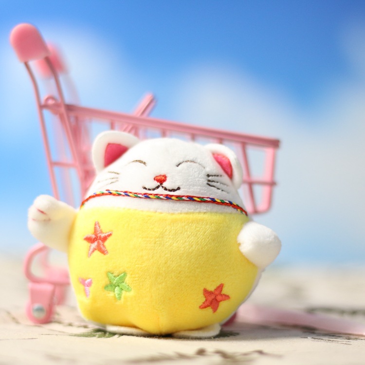 可爱招财猫毛绒玩具公仔小号猫咪挂件布娃娃玩偶钥匙扣爪机小娃娃