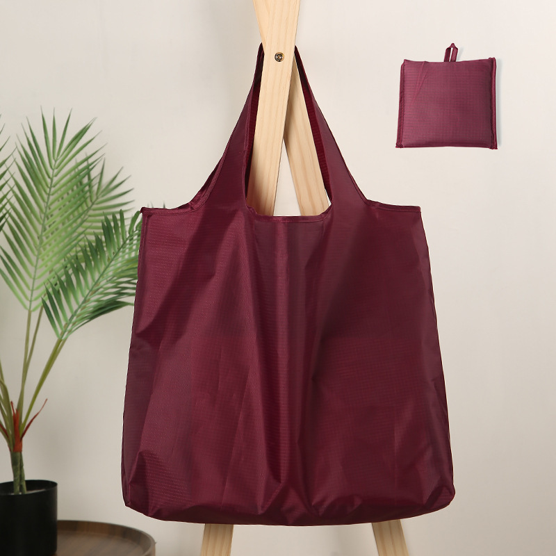 Factory in Stock Multi-Color Large Capacity Folding Shopping Bag Korean Style Solid Color Waterproof Oxford Cloth Portable Shopping Bag