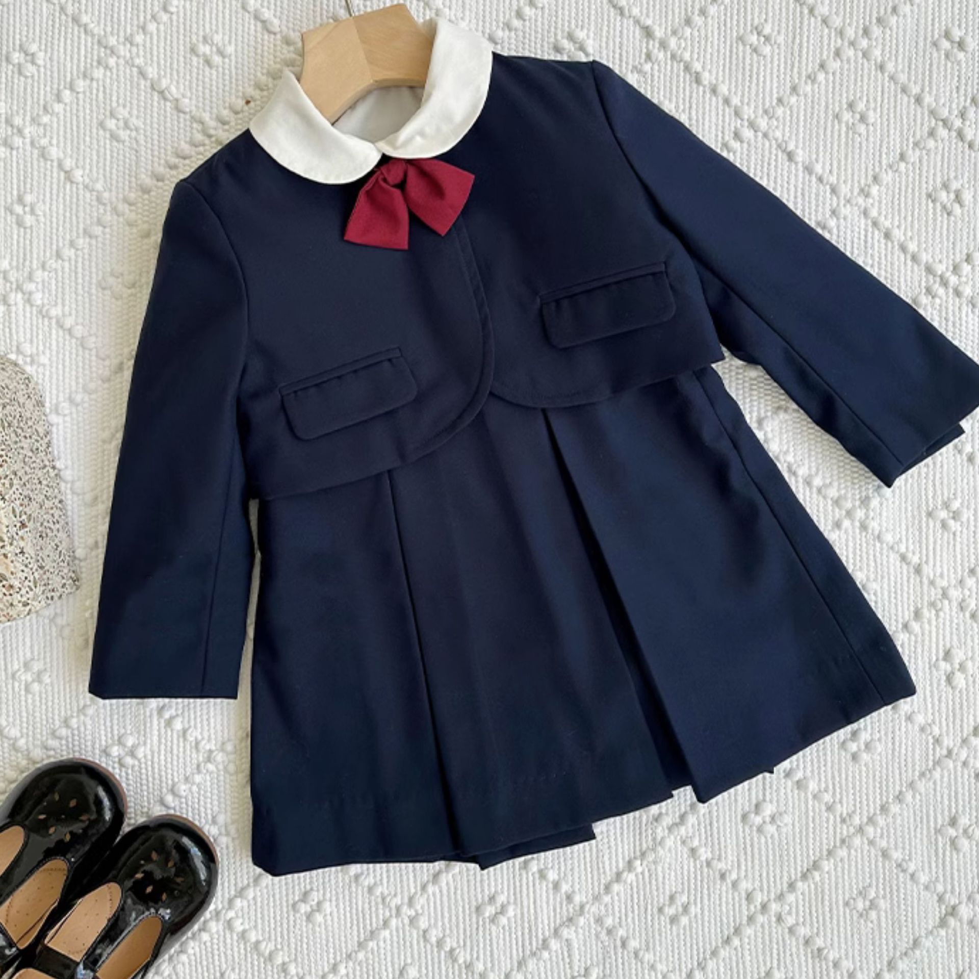 女童西装外套2024春秋新款儿童学院风时髦小西服中小童jk制服外套