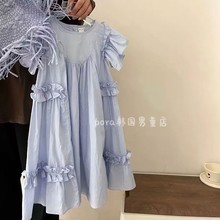 波拉bora韩国女童连衣裙2024夏季新款中小宝宝时髦洋气薄公主裙子