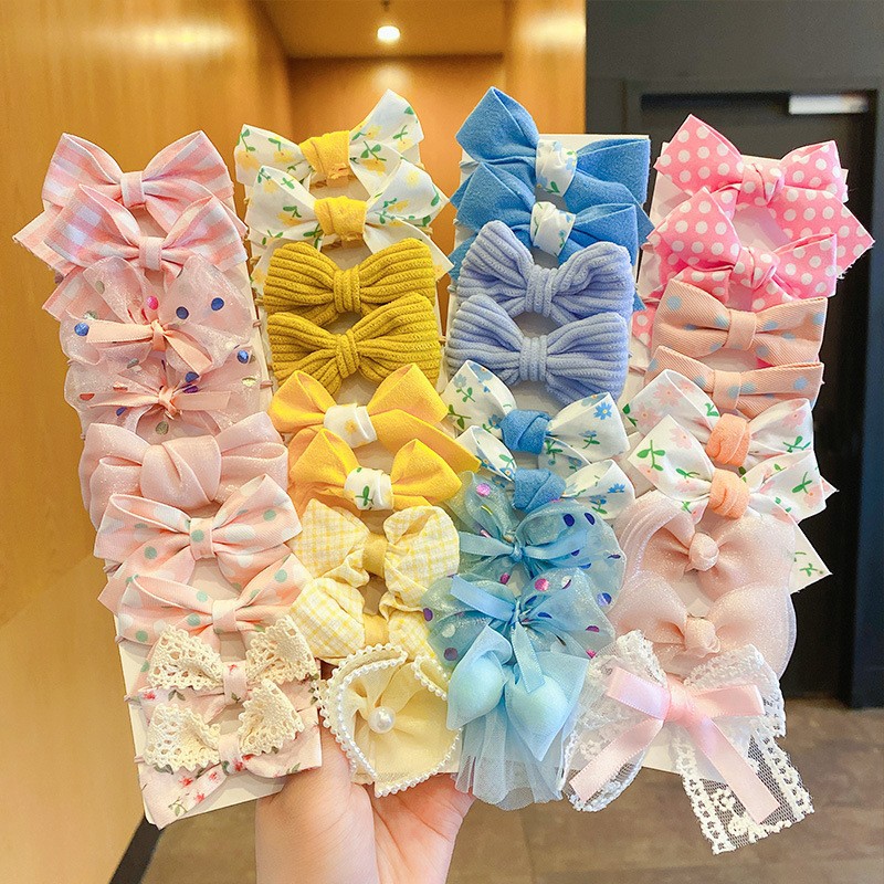 Children's Rubber Band Baby Hair Rope Girls' Fabric Flower Bow Tie Does Not Hurt Hair Accessories Cute Hair Ring Tie Horsetail Headwear