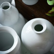 可手绘纯白陶瓷白胎纯白花瓶瓷瓶陶瓷花瓶摆简约装饰花插可耐高温