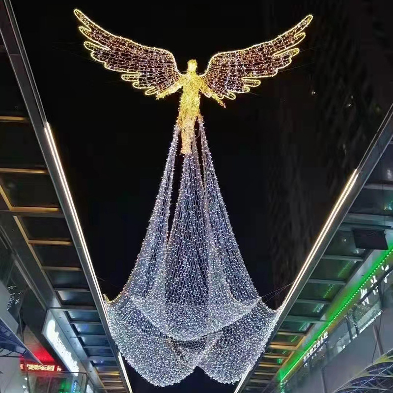 飞天女神商业步行街灯光造型 天使之翼造型灯 广场节日装饰景观灯