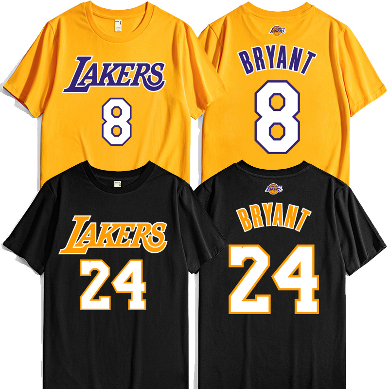 科比短袖t恤8号24号 退役纪念黑曼巴致敬科比半袖青少年儿童 男女