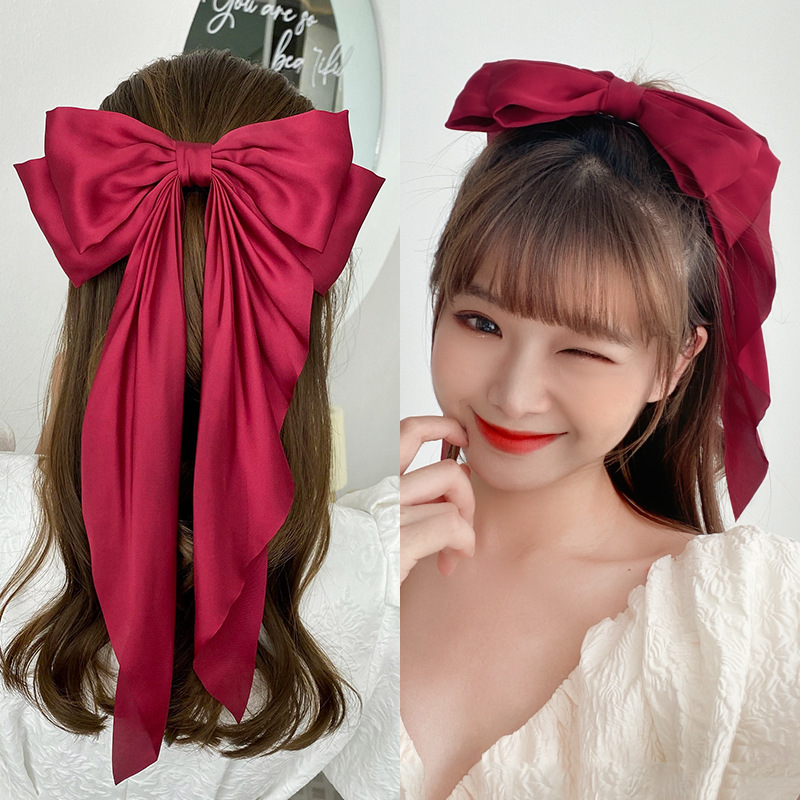 Yang Zi Same Style Black Oversized Bow Headdress Barrettes Back Head Head Clip Korean Internet Celebrity Spring Clip Hairpin Female