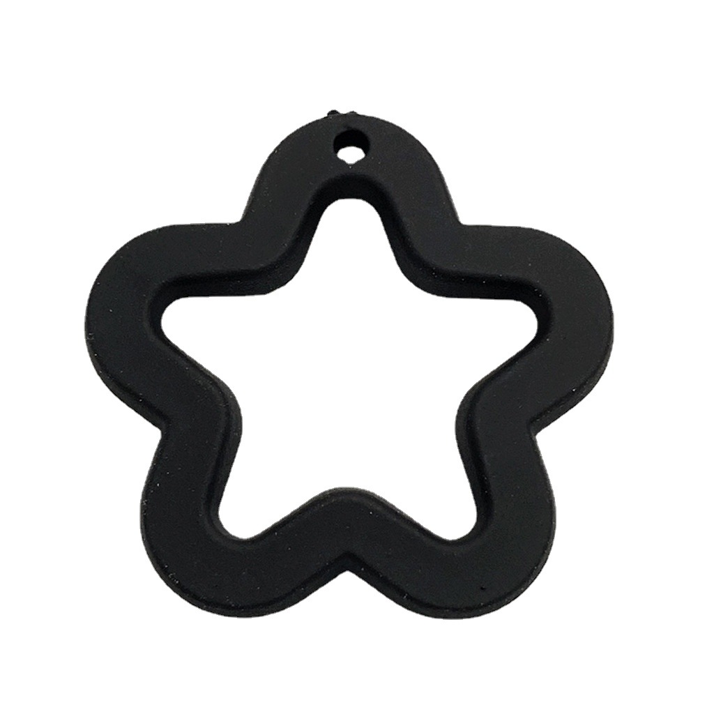 Feel Rubber Hanging Hole Hollow Pentagram Plum DIY Handmade Necklace Mobile Phone Charm Accessories Earring Material Scattered Beads