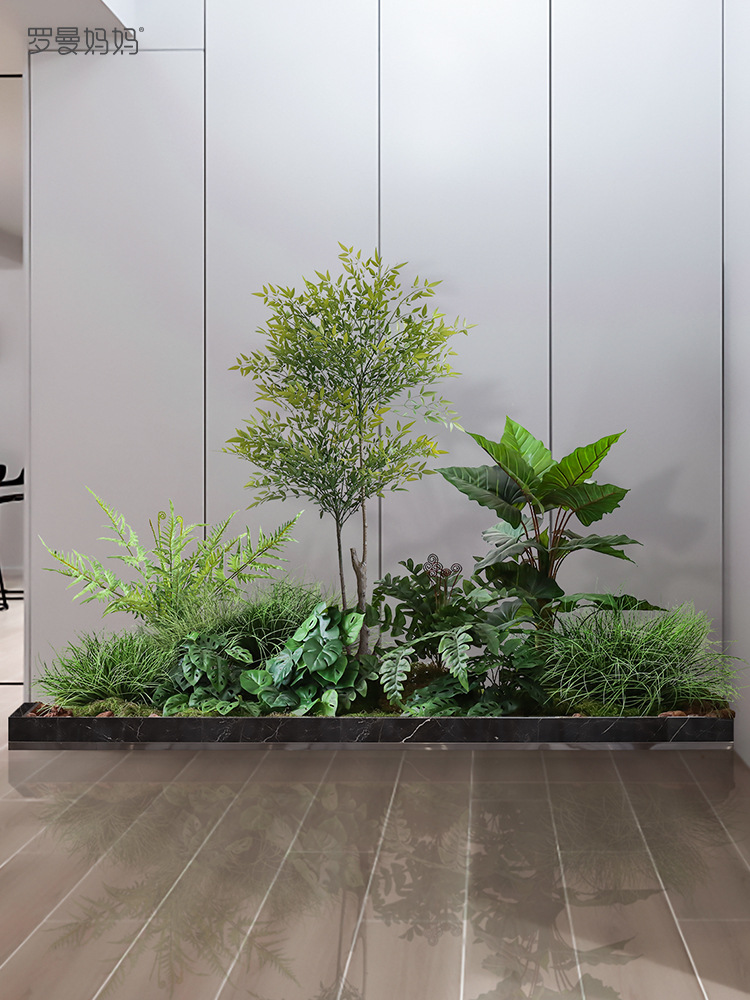 绿植景观南天竹植物造景巴西木假树盆景套餐庭院装饰