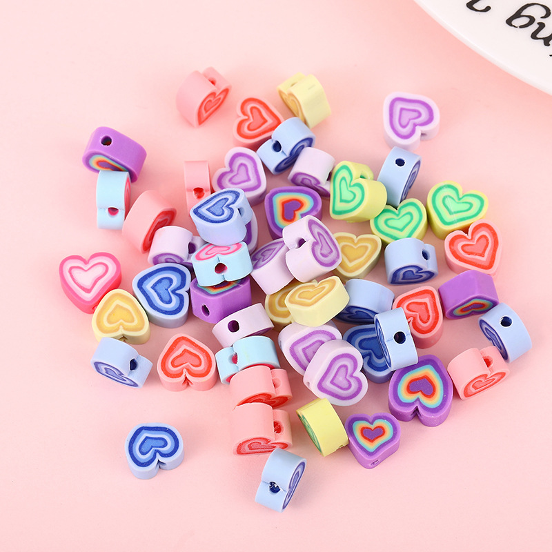 Children's DIY Handmade Beaded Small Jewelry Components Polymer Clay Neon Love Beads Bracelet Accessories Factory Direct Supply