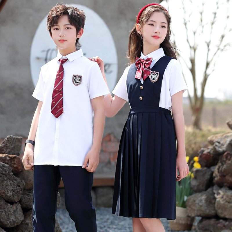 中小学生校服儿童礼服六一演出服毕业照班服学院风背带裙套装