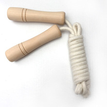 儿童跳绳健身用具户外运动木制手柄棉绳体育课比赛用具