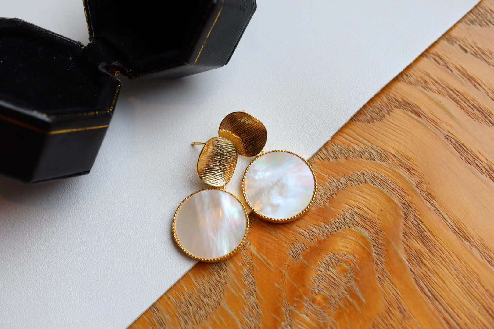 天然白贝耳钉饰品s925银镀金欧美日韩时尚个性潮流气质女式款