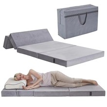 折叠床垫沙发床高密度泡沫天鹅绒折叠床垫套便携式客用床，带可拆