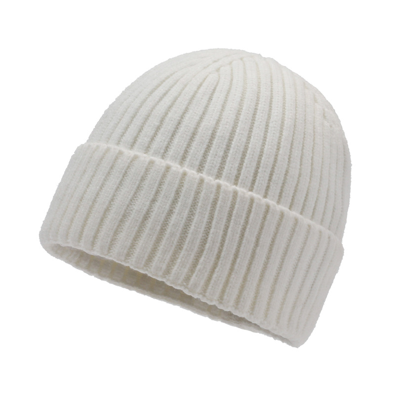 Foreign Trade Knitted Hat Wholesale Winter New Thickened Light Board Solid Color Woolen Cap Cycling Warm Men and Women Winter Hat Cross-Border