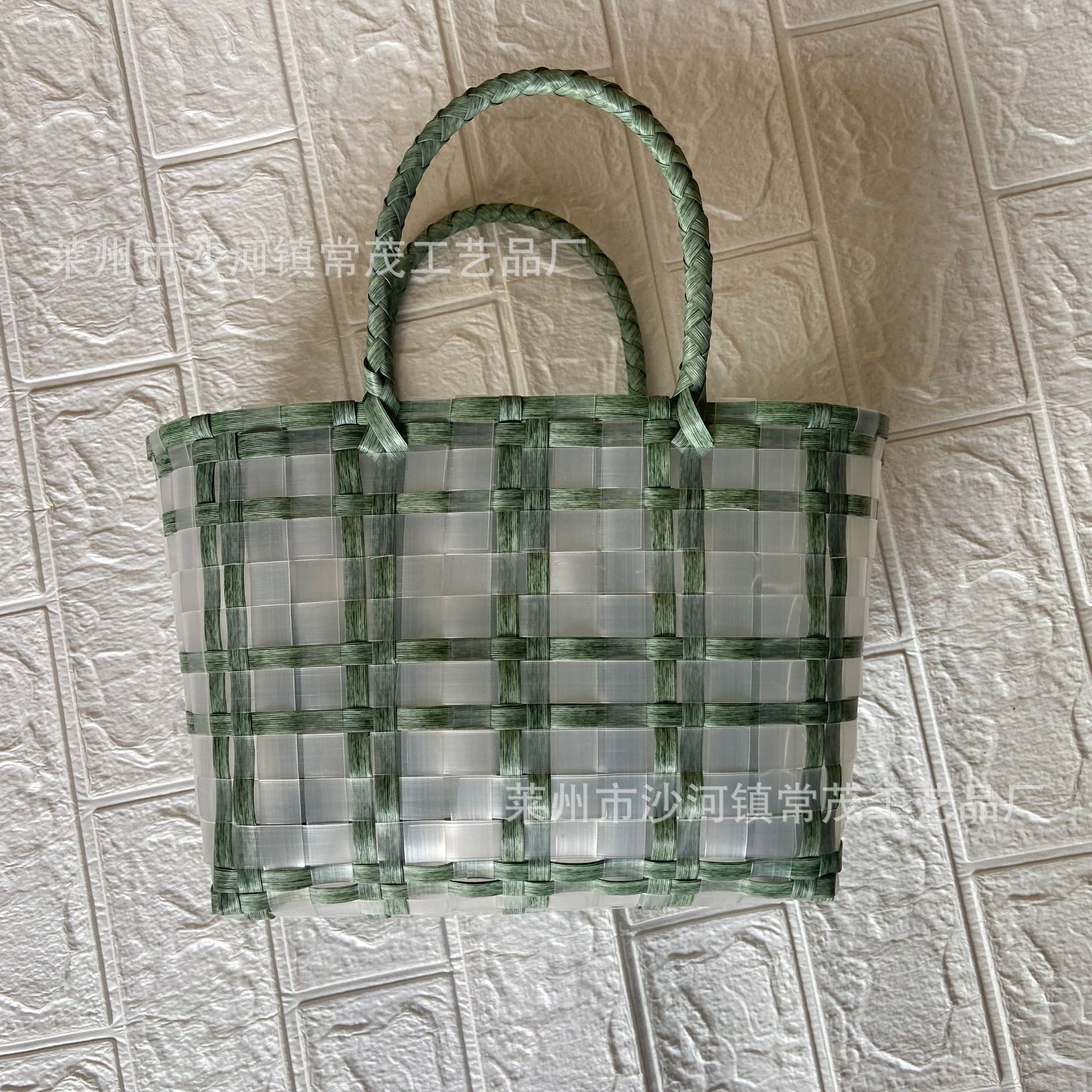 Bridesmaid Hand-Held Gift Shoulder Bag Hand-Woven Plastic Bag Hand-Carrying Vegetable Basket Transparent Jelly Pack Square Straw Bag