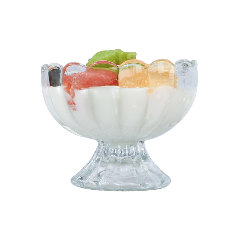 glass cup Petal Transparent Glass Ice Cream Cup Creative Household Milk Tea Dessert Cup Yogurt Salad Ice Cream Ice Cream Bowl