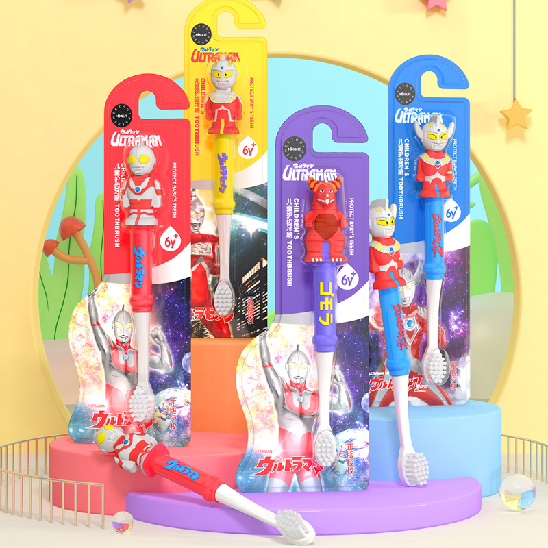 Authentic Authorized Ultraman Children Soft-Bristle Toothbrush 4-9-12 Years Old Baby Independent Packaging Toothpaste Toothbrush Wholesale Factory