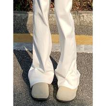 白色马蹄牛仔裤女秋冬新款修身微喇叭裤170高个子加长拖地裤