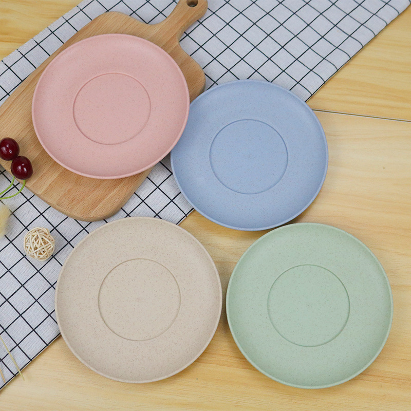 Wheat Straw Tableware Plastic Tray Dish Bone Dish Plate Multi-Color Creative Household Snack Dish Small Dish