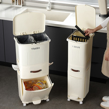 厨房垃圾桶家用2023新高款带盖免弯腰大容量客厅卫生间厨余置物架