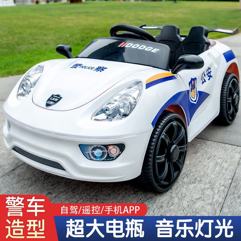 儿童礼物四轮四驱汽车宝宝警车童车男女小孩带遥控玩具车可坐人