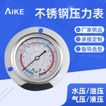不锈钢压力表 艾克轴向带边压力表 固定面板式水泵空压机压力表