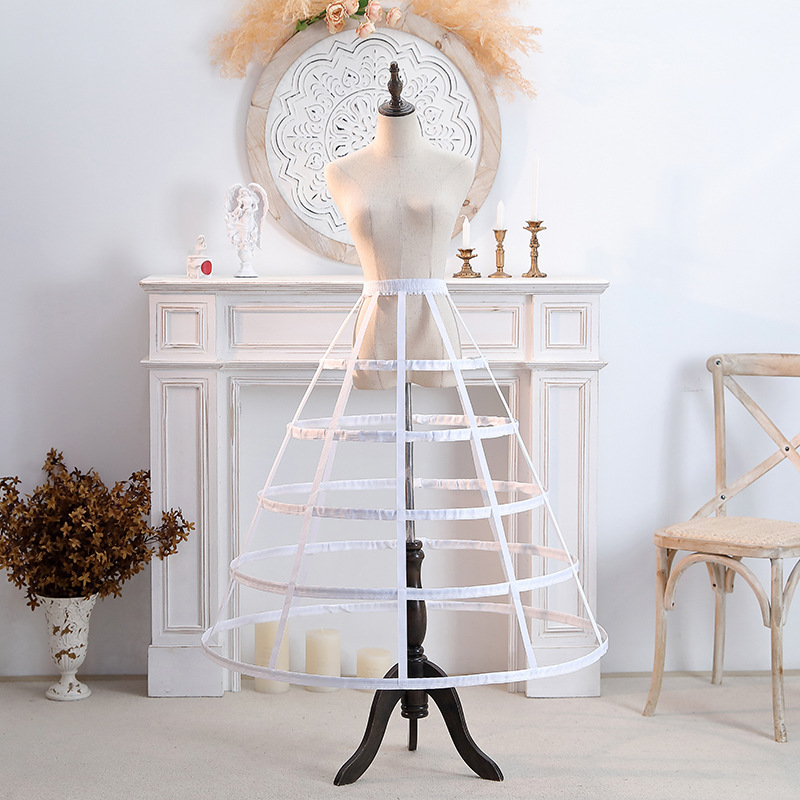 镂空鸟笼撑lolita鱼骨5钢圈暴力演出服裙撑钟形撑长款a字洋装黑白-阿