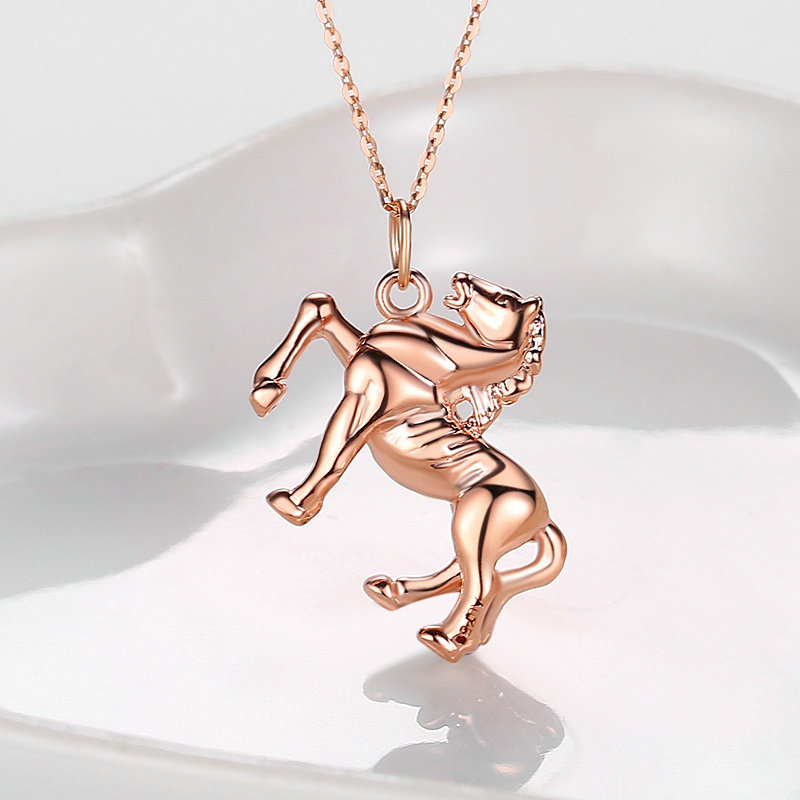 18k4d硬金 马吊坠 可爱卡通 马到成功 k金吊坠批发