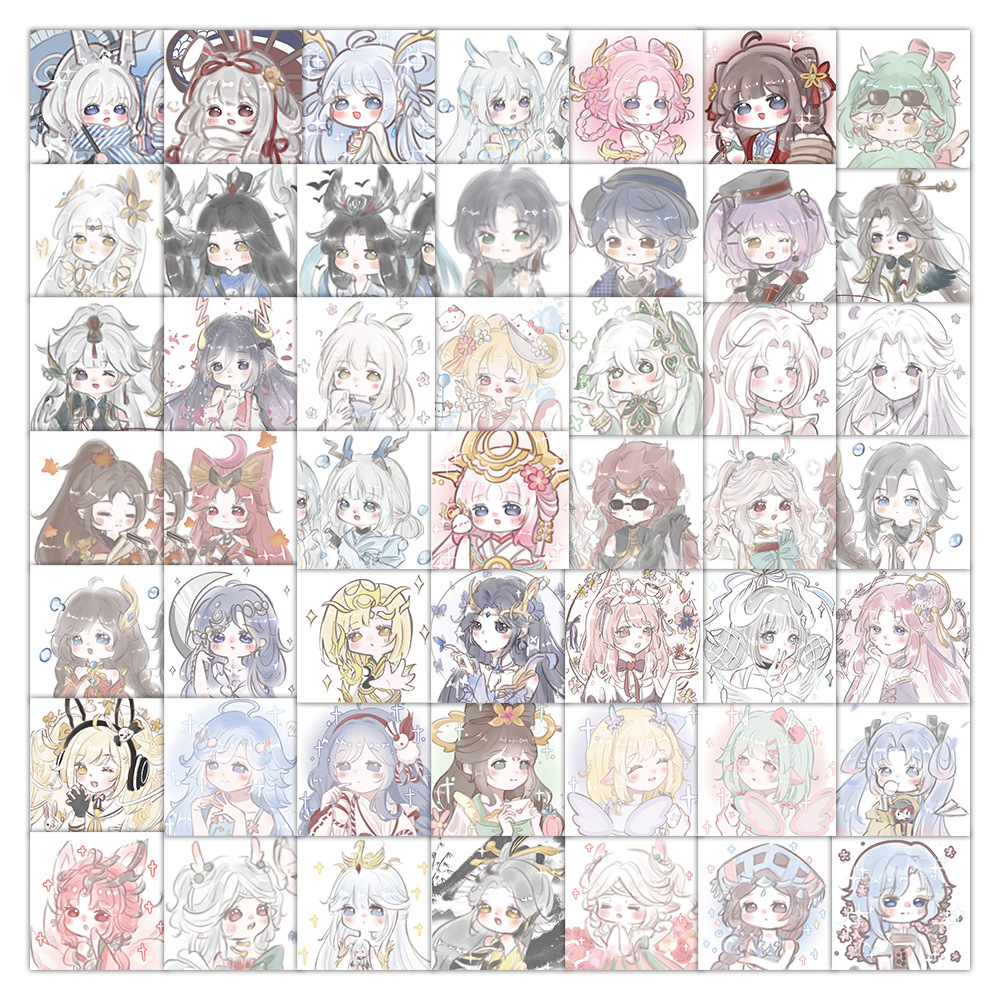 60张王者荣耀手绘q版人物贴纸装饰手账笔记本行李箱素材贴画批发