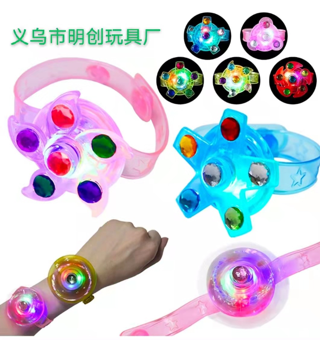 cross-border amazon luminous bracelet children‘s toy rotating gyro watch ring hot sale small gift