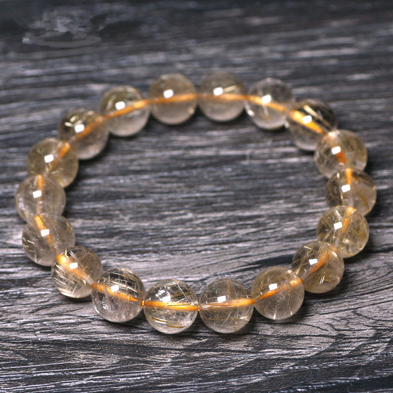 天然巴西金发晶手链男女款 钛晶水晶手串生日礼物 财富事业-阿里巴巴