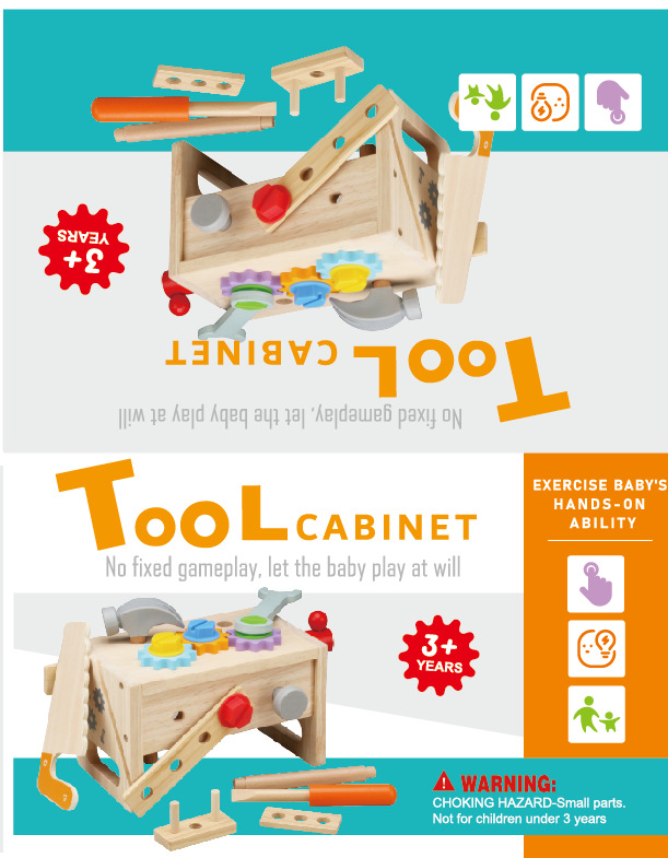 Children's Wooden Boy's Hands-on Ability Baby Focus on Puzzle Screw Removal Nut Tool Suitcase Toy