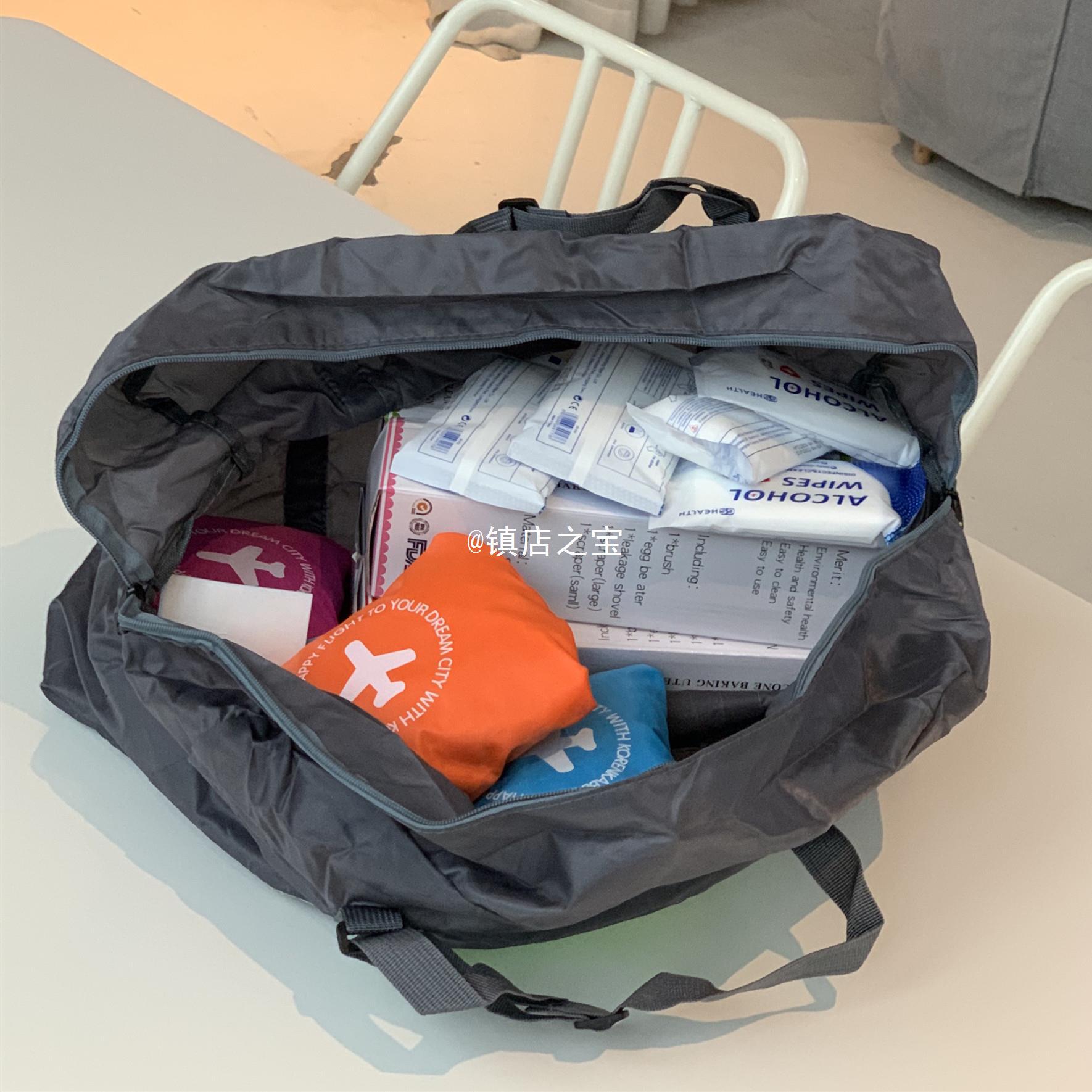 日系风格 大容量旅行飞机收纳包行李包手提防水尼龙折叠包