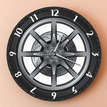 汽车轮胎造型现代设计挂钟复古时钟家居客厅装饰机械墙钟
