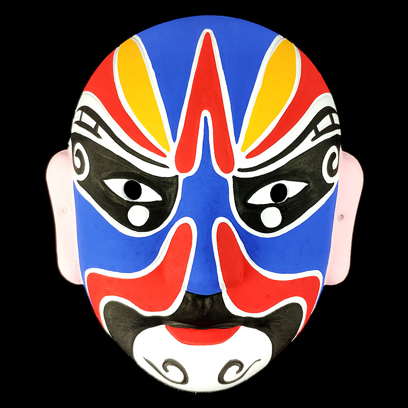 京剧脸谱白色手绘画幼儿园儿童手工作业diy涂鸦纸浆新年面具