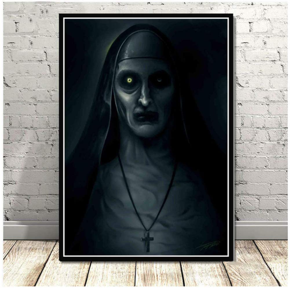 修女魔法经典装饰画恐怖电影海报墙艺术图片卧室家居装饰油画