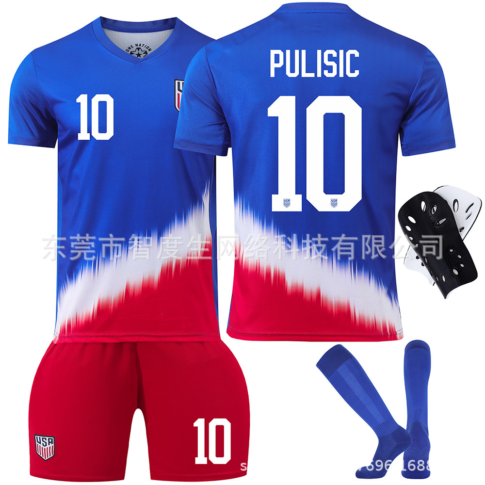 2425美国队足球服10号普利西奇主场美洲杯儿童男女套装球衣跨境版