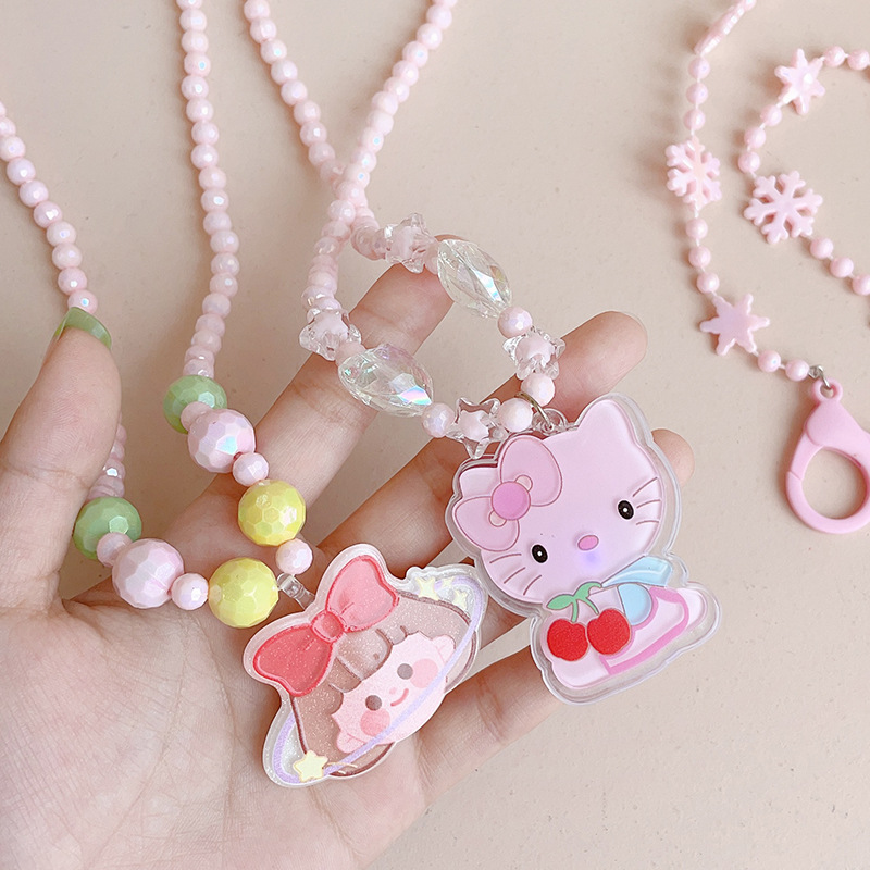 Girls' Necklace Children's Luminous Pearl Ornament Toy Accessories Elsa Ornament Frozen Princess Jewelry Set