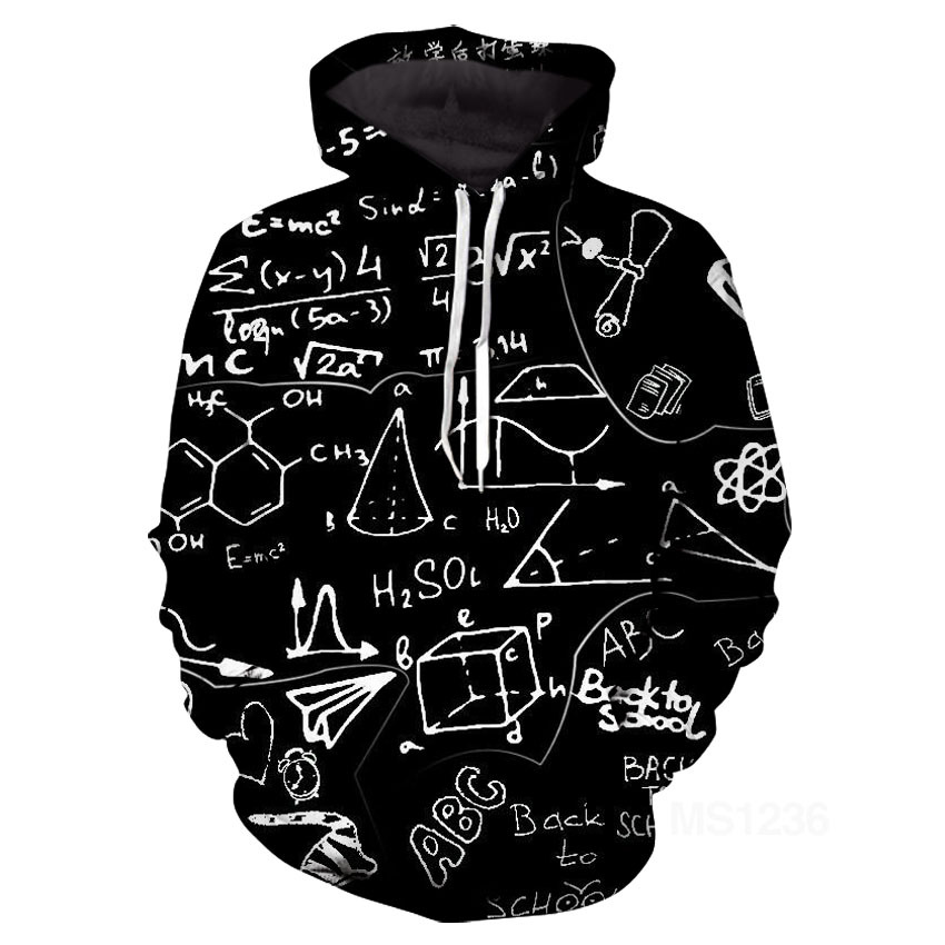 外贸新款 爱因斯坦数学公式图案3d印花男士宽松衣服