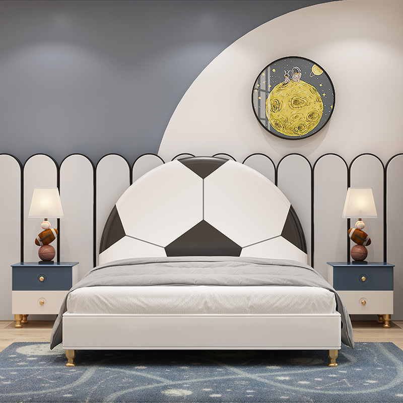 儿童家具床足球款男孩个性床奇妙童年实木套房家具套装床造型床