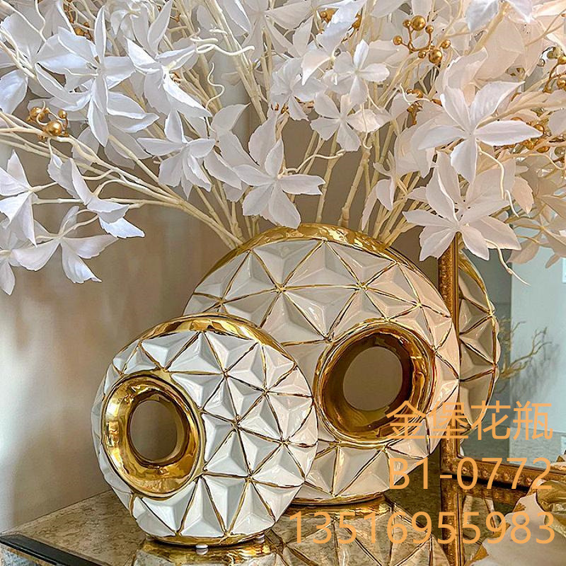 Light Luxury Electroplated Gold Silver Ceramic Vase Modern Decoration Decoration Hotel Hallway Flower Shop Vase Home Decoration